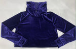 BLUE VELVET CROPPED HOODIE