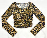 SCRUNCHED CHEETAH TOP