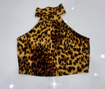 HALTER LEOPARD CROP TOP