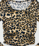 SCRUNCHED CHEETAH TOP