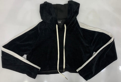 VELVET CROPPED HOODIE