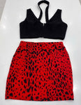 RED ANIMAL PRINT SKIRT