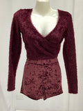 BURGUNDY FLUFF LONG SLEEVE