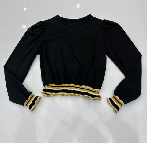 BLACK GOLD STRIPE CONTRAST TOP