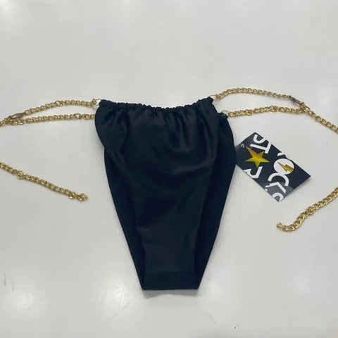 BLACK BIKINI GOLD CHAIN BOTTOM